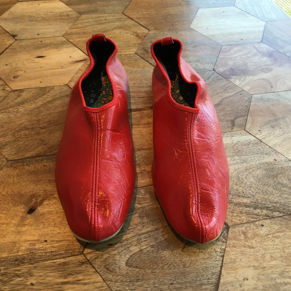 Cherry red mod slip on flats